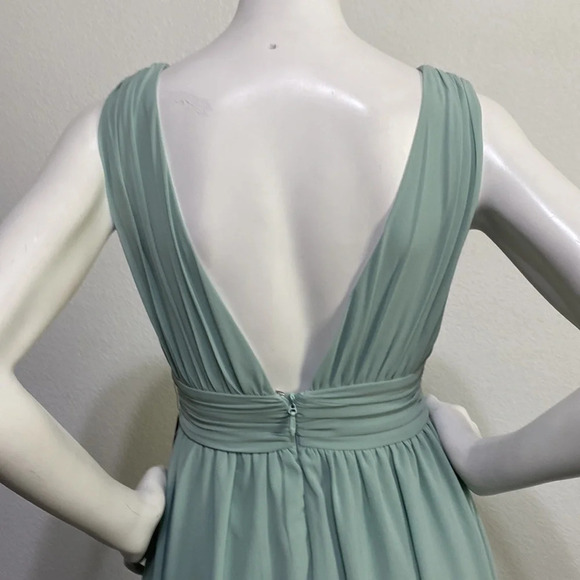 Lulu's NEW Heavenly Hues Sage Green Brush Sleeveless V-Neck Maxi Dress Size XS - Picture 9 of 12